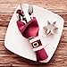 Leinuosen 10 Pieces Christmas Napkin Rings Holders Napkin Band with Santa Belt Design for Party Dinner Table Decoration