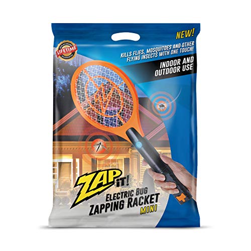 ZAP IT! Mini Bug Zapper - Rechargeable Mosquito, Fly Killer and Bug Zapper Racket - 4,000 Volt - USB Charging, Super-Bright LED Light to Zap in The Dark - Safe to Touch (Orange)
