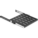 Tedgetal 1U Sliding Rack Shelf 19" Server Rack Mount Cabinet 14"-22" Adjustable Depth 4 Post