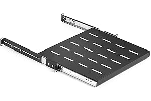 Tedgetal 1U Sliding Rack Shelf 19" Server Rack Mount Cabinet 14"-22" Adjustable Depth 4 Post