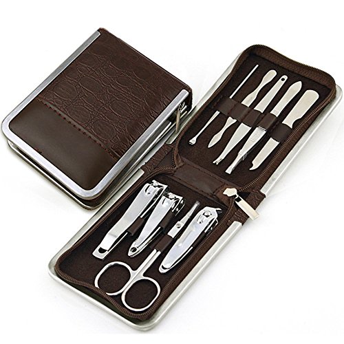 Nail Clippers Set of 9 Pcs, YoJiSa Professional nail kits&manicure Pedicure Stainless Steel Nail set, Personal Care Nail Cutter Tweezers,Knife,Eyebrow, Utility Grooming Tools with Portable Case - Thumbnail 7
