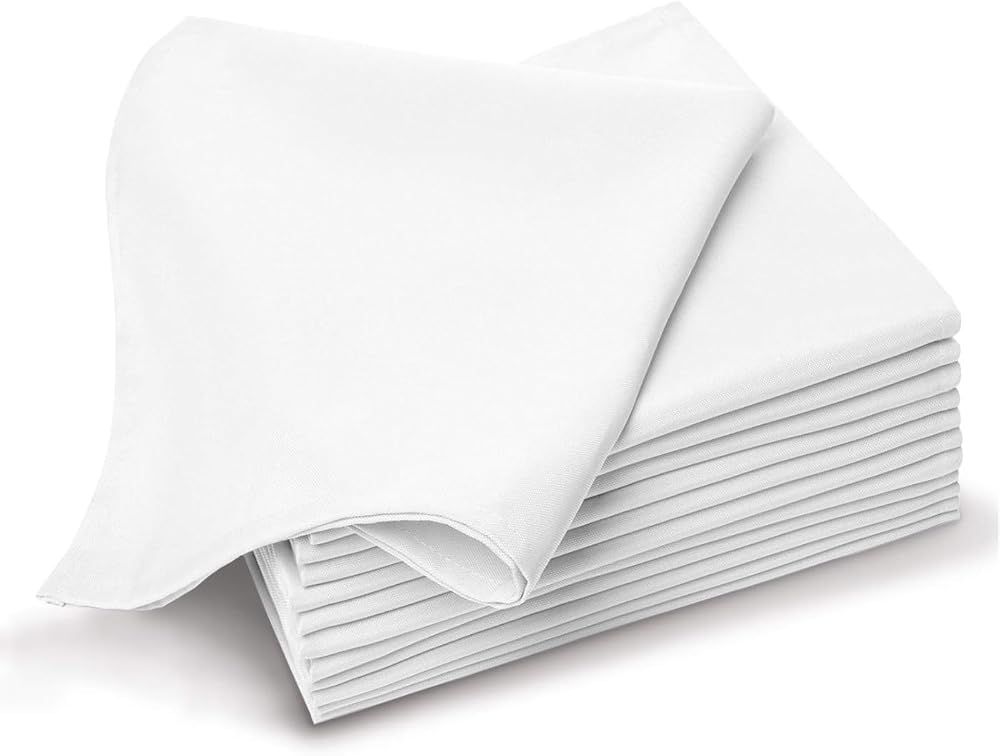 Luxury 100% White Cotton Napkins - 12 Oversized Hotel Quality 41x41 cm