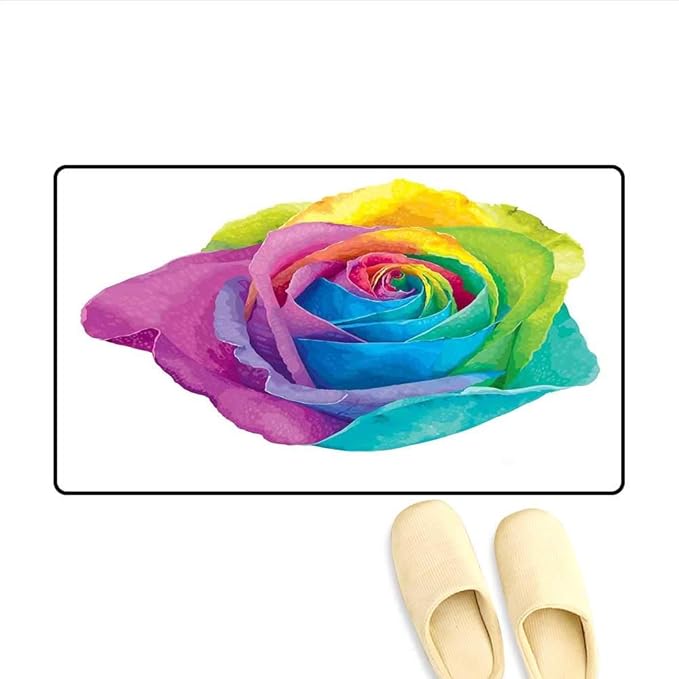 Alfombrilla de baño Rosa floreciente romántica con pétalos de Colores
