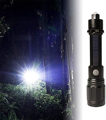 Smartey LED Flashlight Strong Light Flashlight Mini LED Solar Recharging USB Rechargeable Flashlight Outdoor Lighting Explosion-Proof Torch Belt Safety Hammer
