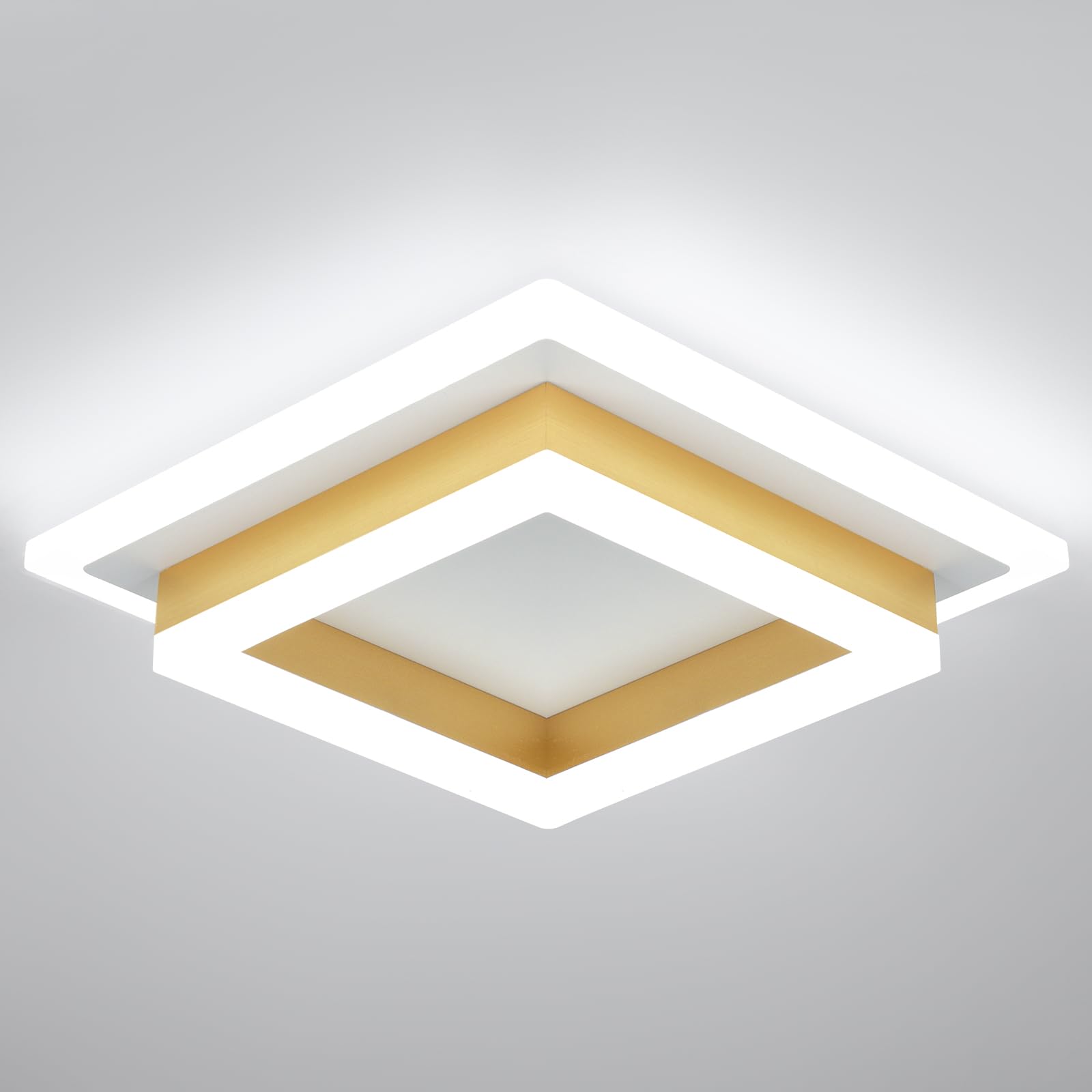 Photo 1 of 32W Flush Mount Modern LED Ceiling Lights, Gold Small Hallway Ceiling Light, Cool White 6000K Acrylic LED Ceiling Light Fixtures, Close to Ceiling Lights for Bedroom Dining Room Kitchen Bathroom