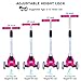 BELEEV Kick Scooter Kids 3 Wheel 4 Adjustable Height Scooter, Lean to Steer with PU LED Light Up Flashing Wheels for Children Age 3-12 Years Old (Pink)