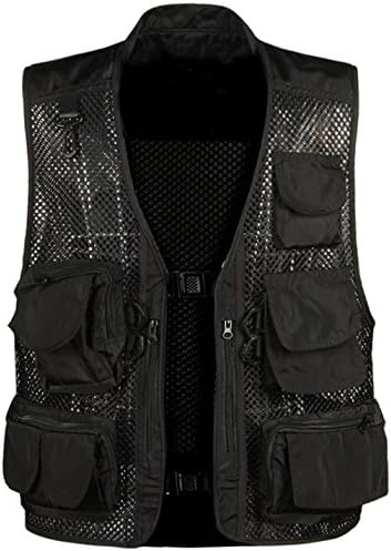 Zhusheng Men's Fishing Outdoor Utility Hunting Climbing Tactical Camo Mesh Removable Vest with Multiple Pockets