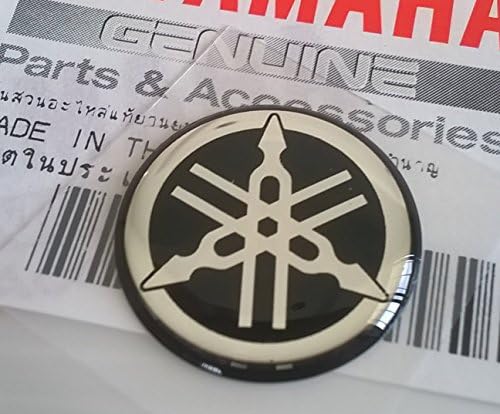 YAMAHA TUNING Emblem Sticker Logo / BLACK - CHROME /More size to select/ BODY GEL Resin Self-adhesive Moto / Jet Ski / ATV / Snowmobile (40mm.)