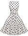 Women's Floral Retro Cotton A-line BoatNeck Sleeveless Hepburn 50s Cocktail Swing Dress with Belt