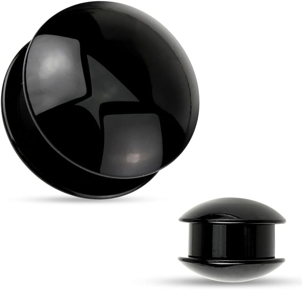 Piercing Plug Acrylic Black Dome Amazon.co.uk Jewellery