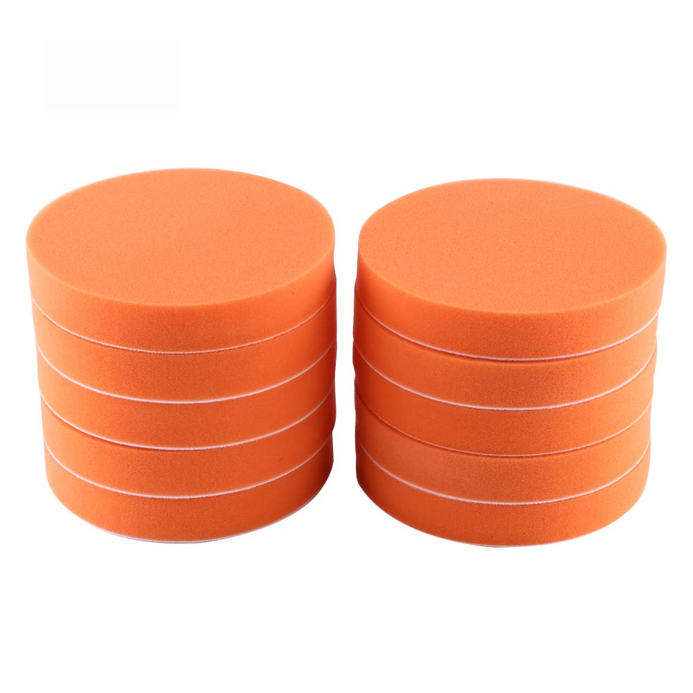 Polishing Pads 6 Inch, Qiilu 10Pcs 150mm Sponge Polishing Buffing Waxing Pad Kit Tool For Car Polisher Buffer Orange