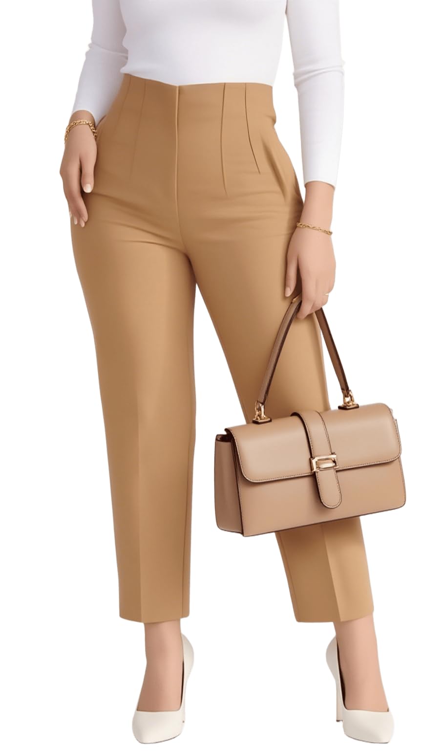 Photo 1 of BIRW Womens High Waisted Pants 2026 Trendy Skinny Business Work Casual Pencil Trousers with Pockets Size Medium Deep Khaki