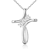 OKISIL Cross Necklace for Women, 925 Sterling Silver 18K Gold Plated Diamond Necklace for Women, Cross Pendant with 3 Stone 5A Cubic Zirconia, Birthday Christmas Jewelry Gifts for Women Her, 20 Inches