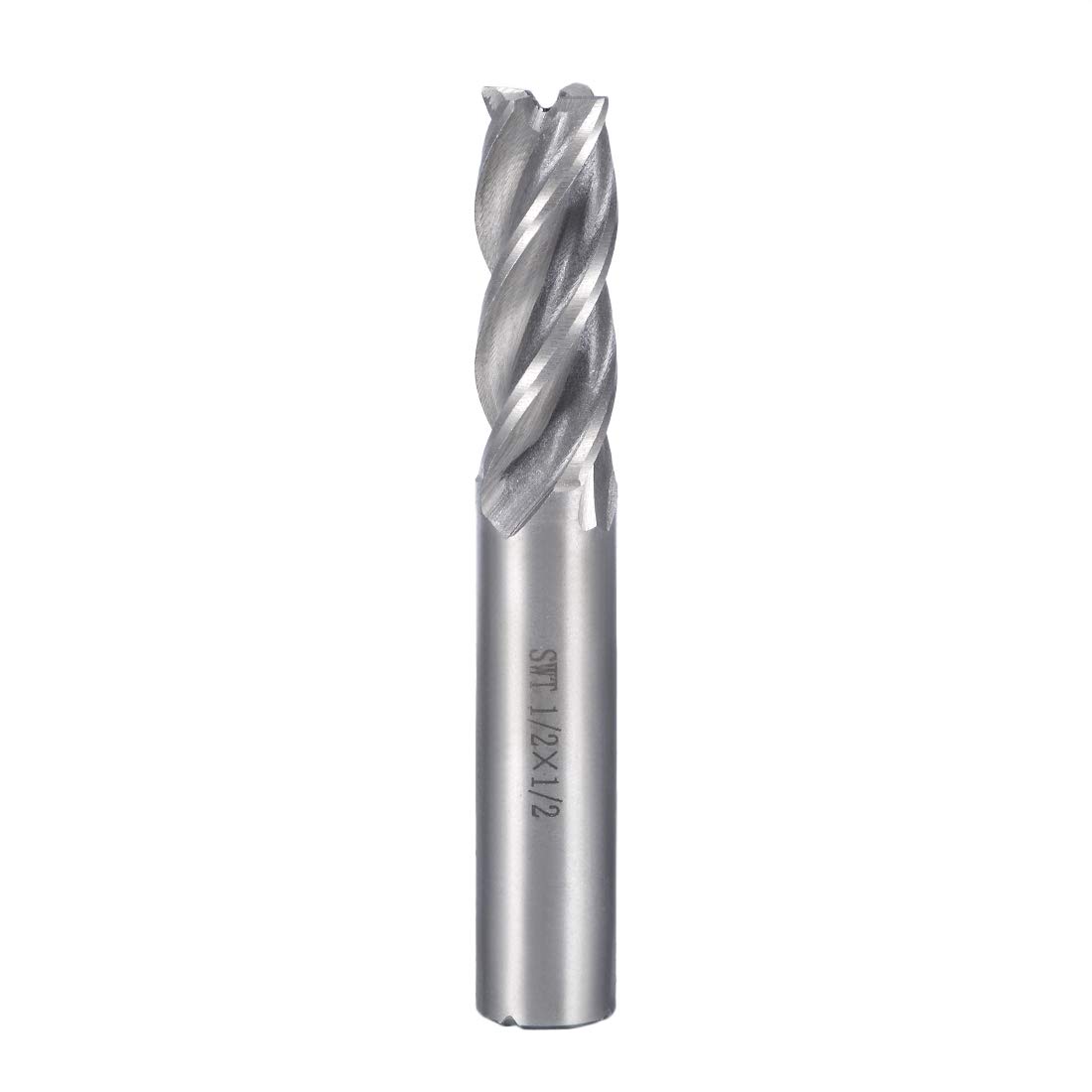 Sourcingmap 1/2" Cutting HSSAL Spiral Drill Bit Straight End Mill Cutter 4 Flute with 1/2" Shank