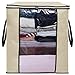 SLEEPING LAMB Large Storage Bag Organizer Breathable Clothes Storage Container with Clear Window for Comforter Pillow Sweater Bedding Dormitory Home, 2 Pack, Beige