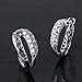 Yves Renaud Unique U Shaped White Gold Plated Hoop Earrings with Sparkling White Sapphires Crystal Set - Nickel Free Hypoallergenic Pave Fashion Jewelry for Women