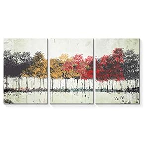 Wall26-3 Plane Canvas Wall Art-Abstract Oil Painting Tree Forest-Giclee Painting Wall Bedroom Living House Decoration Home Art (16" x 24" x 3 Panels, H07)