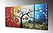 Cherish Art Hand Painted Oil Paintings Trees With Colorful Fruits 3 Panels Wood Framed Inside For Living Room Art Work Home Decoration