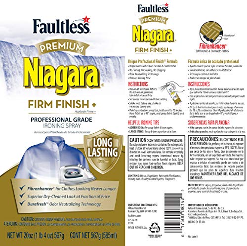 Niagara Starch Spray for Clothes - Premium Firm Finish (20oz 2 Pack) Professional Iron Spray Starch for Clothes & Fabric - No Stick Iron Spray, No Flaking or Clogging