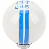 AMAKO Round Ball Shift Knob: Manual Gear Shift Knob 6 Speed Shift Lever Compatible with Most Manual Vehicles Including Ford Mustang 1967 to 2018 Shelby GT500 with 3 Adapters (White Blue)
