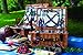 PICNIC TIME 207-50-404-000-0 Newbury Wicker Picnic Basket Set for 4 Persons, Navy Blue & Burgundy Plaid Pattern