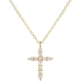 LMWTJE Cross Necklace for women，14K Gold Plated Cubic Zirconia Pendant Necklace Diamond Necklaces Silver/Glod Jewelry
