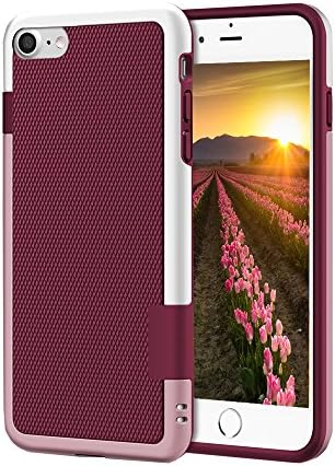 EXSEK for iPhone SE 2020 case (2nd gen - 2020) and iPhone 8/7 4.7"(NOT Plus) Shockproof Anti-Scratch Bumper Rugged Case (Wine Red)