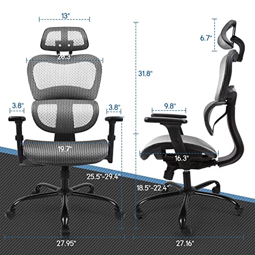 ErgoRo Ergonomic Office ChairRolling Desk Chair with 3D Adjustable