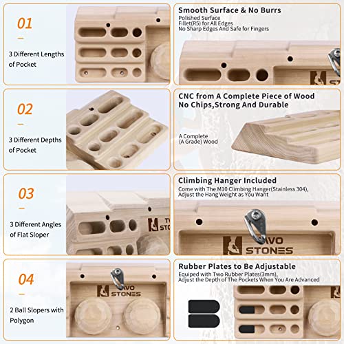 TWO STONES Wooden Hangboard Rock Climbing Pull Up Bar Designed Training