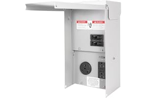 BOBUY RV Electrical Outlet Panel with Breaker Temporary Power Outlet Panel RV Circuit Breaker Box with UL Listed 20,30,50-Amp Receptacle Installed Weatherproof RV Power Outlet Box (30+20amp)