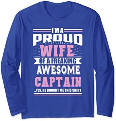 Unisex I'M A Proud Wife Of A Awesome Captain - Ladies T-Shirt XL: Royal Blue