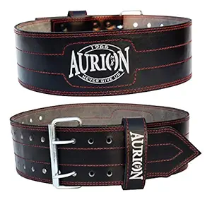 Aurion Genuine Leather Pro Weight Lifting Belt for Men and Women Durable Comfortable & Adjustable with Buckle | Stabilizing Lower Back Support for Weightlifting