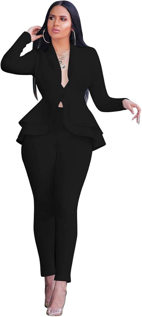 deep v neck pantsuit