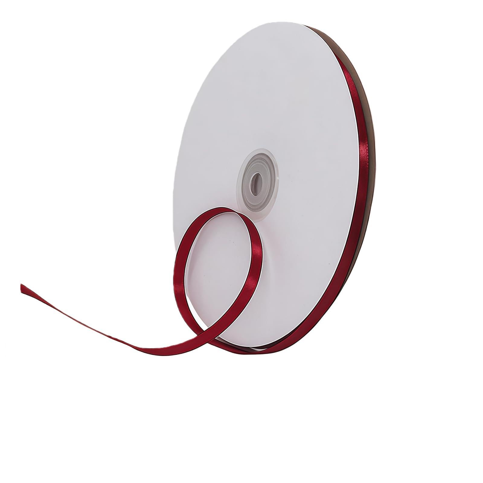 Wine Red Ribbon 6mm for Gift Wrapping 91M,Wine Red Satin Ribbon 6mm Thick for Crafting Cake,Hair Bow,Polyester Ribbon Christmas Decoration,Wedding Car Decor