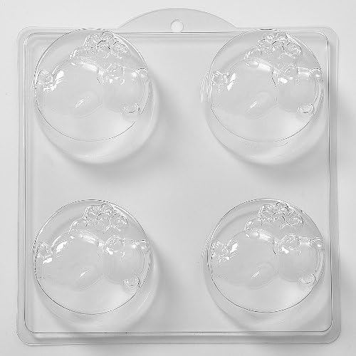 4 Cavity Teddy With Flowers Soap/Bath Bomb Mould Mold L23 x 10
