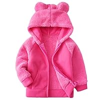 LIUONE Baby Boys Bear Ears Shape Fleece Zip-up Hooded Jacket Clothes Light Sweatshirt Rose