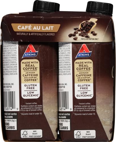ATKINS ATKINS ICED COFFEE CAFE AU LAIT PROTEIN SHAKE. (4 SHAKES)