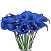 Houda Calla Lily Bridal Wedding Artificial Fake Flowers Party Decor Bouquet PU Real Touch Flower 10PCS (Royal Blue 10pcs)