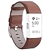 Henoda Replacement Bands Compatible with Fitbit Charge 2, Classic Genuine Leather Charge 2 Band Fitness Wristband for Women Men Small Large Matt Brown