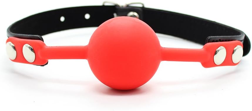 XGCMY Leather Paly Buckle Belt Silicon Mouth Ball Gag for Men Women (Red)