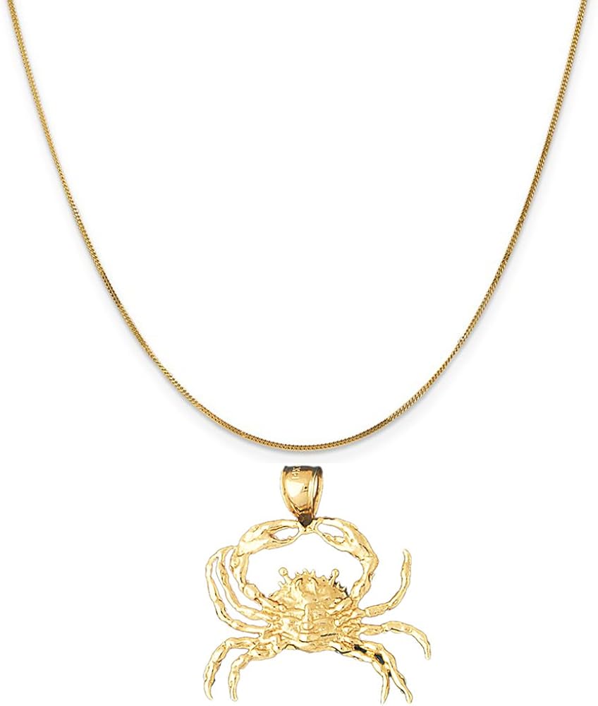 14k Yellow Gold Crabs Pendant on a 14K Yellow Gold Curb Chain Necklace