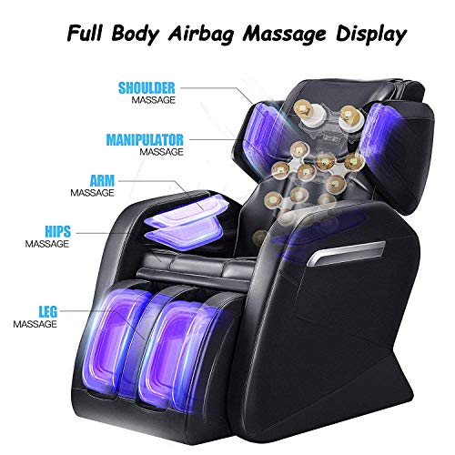 Massage Chair, WOVTE Affordable Electric Full Body Zero Gravity FDA Approved Shiatsu Massaging Chair Recliner with Heat, Foot Roller and Air Massage System for Home Office Use, Black