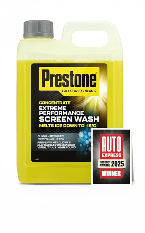 Prestone Screenwash Concentrate 2.5L, Screen Wash For Cars - Winter, High Performance Cleaning With Streak Free Formula, Extreme Performance Super Concentrated Screenwash, Reduce Plastic, 2.5 Litre