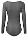 Doublju Stretchy Scoopneck Rayon & Ribbed Knit Bodysuit (Made In USA / Plus size available) CHARCOAL LARGE