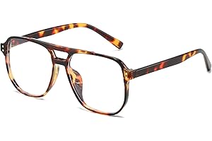 Breaksun Retro Oversized Square Glasses for Women Men Big Square Aviator Blue Light Eyeglasses