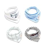 Newborn Baby Boys Bandana Bibs Absorbent Soft 100% Cotton 4 Pack Gift Set