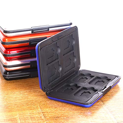 Micro SD Card Case Aluminum, SKOLOO Metal SD Card Holder Case Small Cute, SD Card Cases Storage, Blue