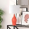 Bella 28.25" Tall Porcelain Table Lamp with Fabric Shade in Coral/White 51qhfG3dcBL. SS100