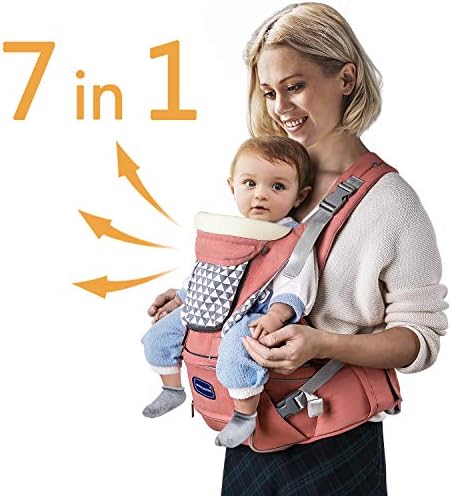 Windsleeping Ergonomic Baby Carrier with Hip Seat 7 Positions to Carry Your Newborns,Infant or Toddler,Pure Cotton Fabric Safety and Comfort for Child & Moms,Dad -Best Gift Choice for Baby,Orange