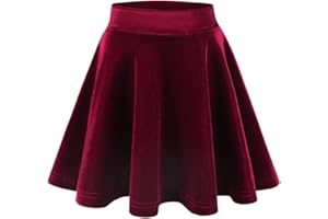 Noomelfish Girls Velvet Stretch Mini Flared Pleated Skater Skirt (4-12 Years)